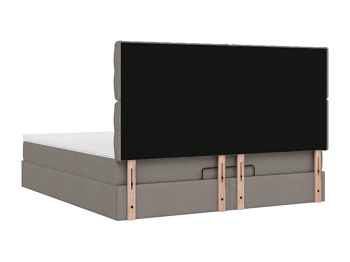 Cadre de lit ottoman avec matelas taupe 160x200 cm tissu