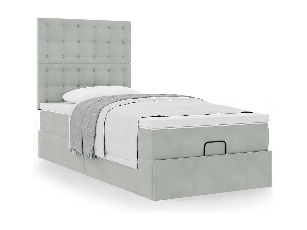 Ottoman bed met matrassen 100x200cm fluweel lichtgrijs