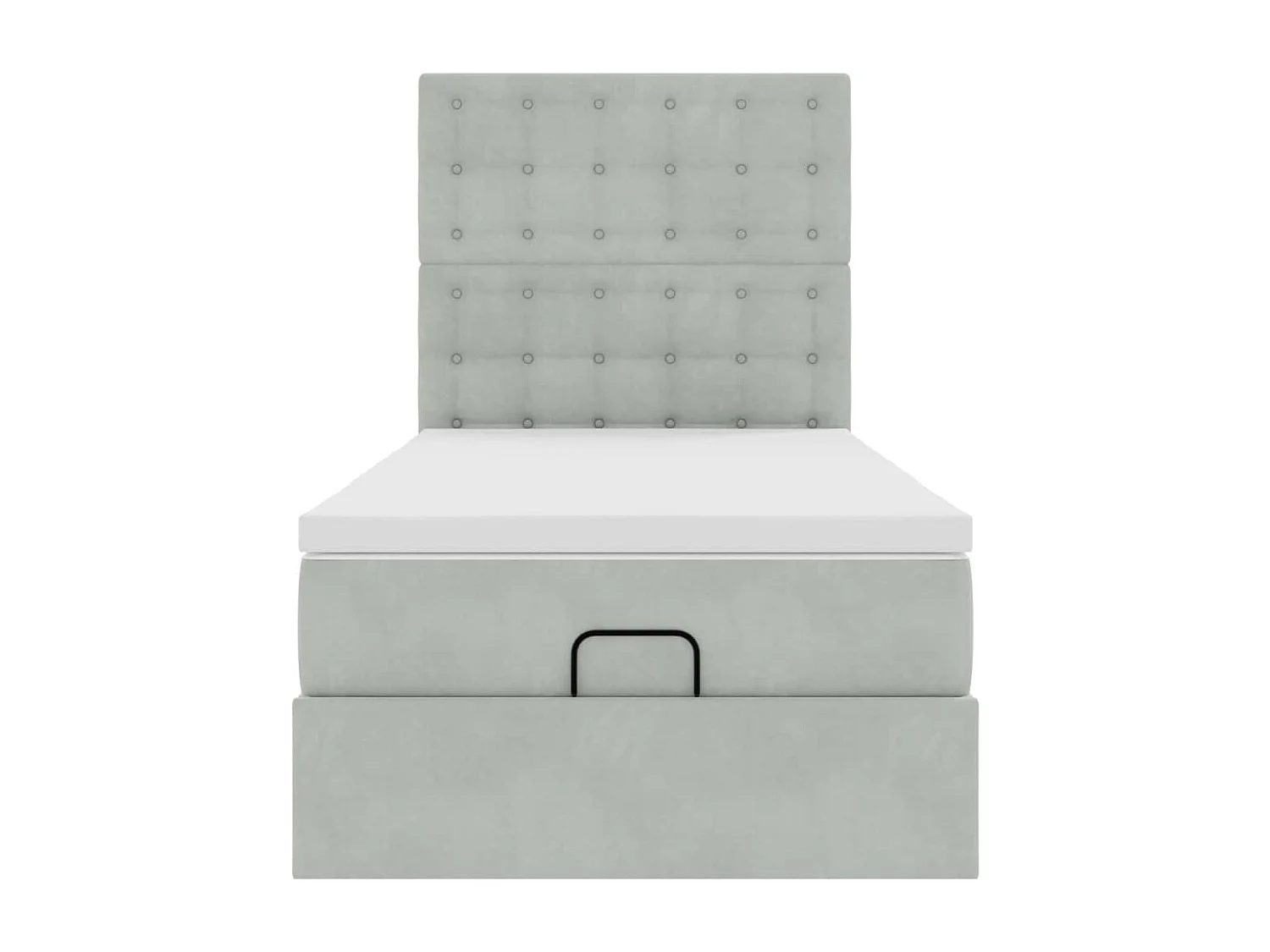 Estrutura de cama otomana com colchões cinza claro Veludo