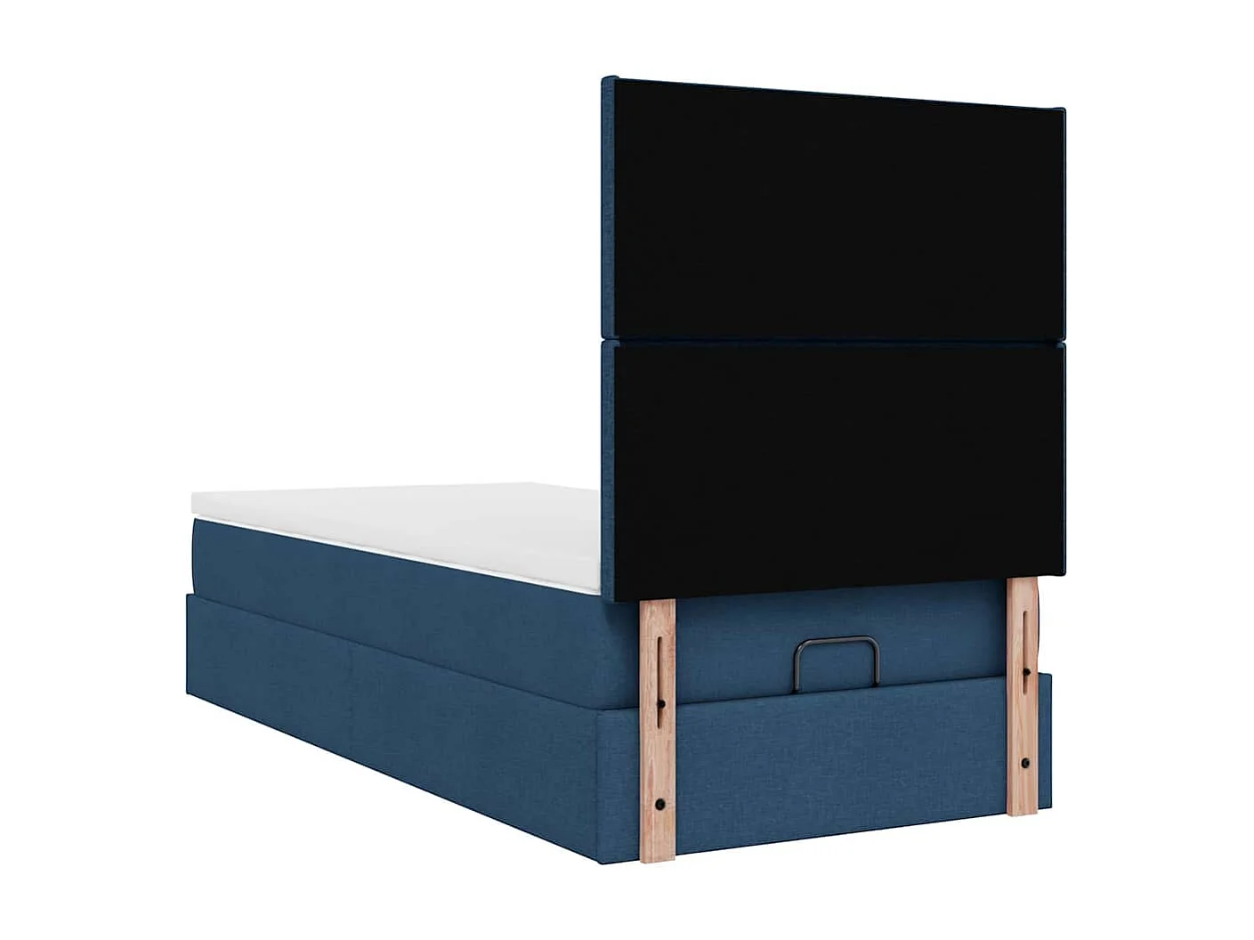 Estructura de cama otomana con colchón tela azul 100x200cm