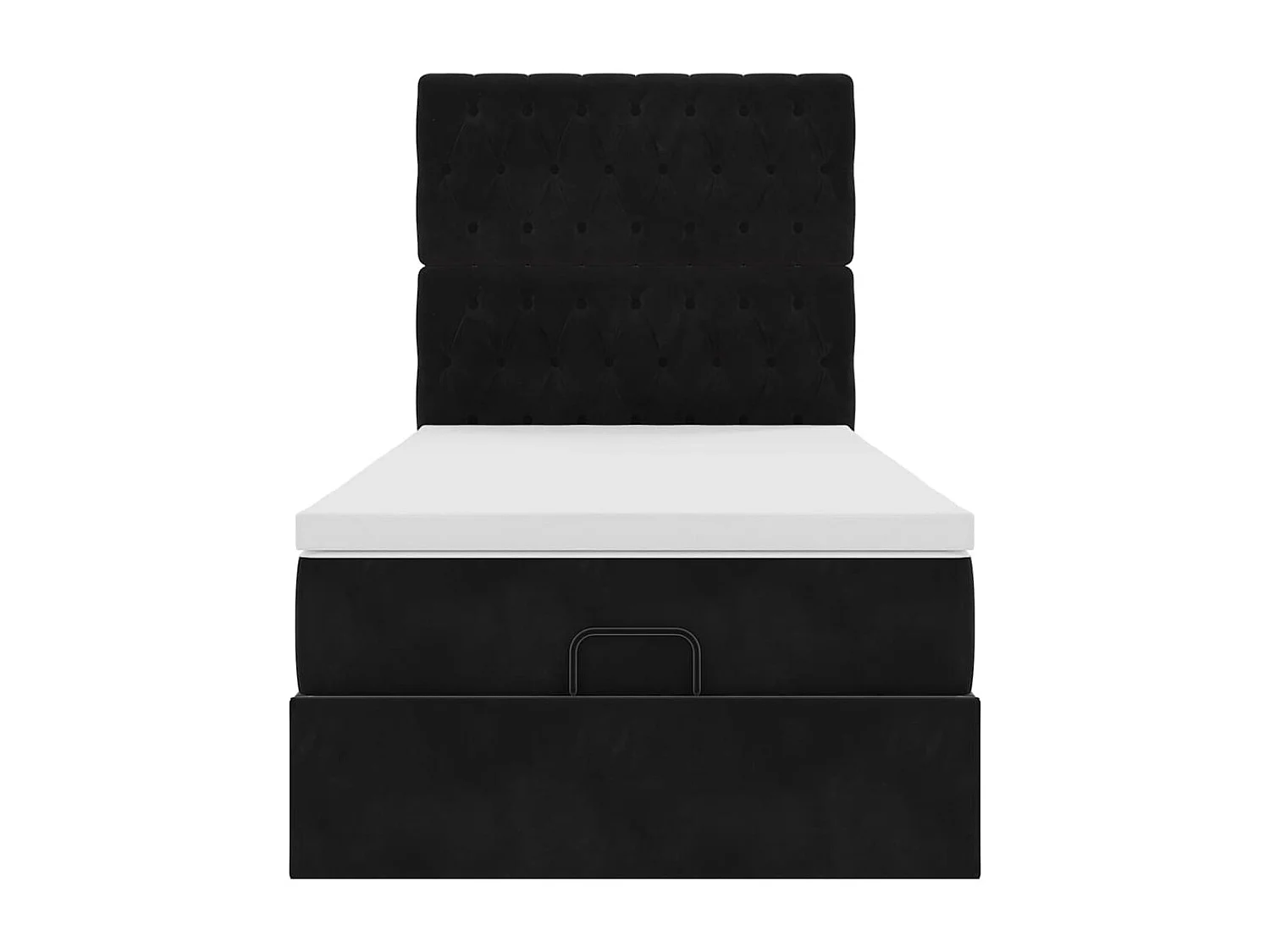 Cadre de lit ottoman avec matelas noir 90x190 cm velours