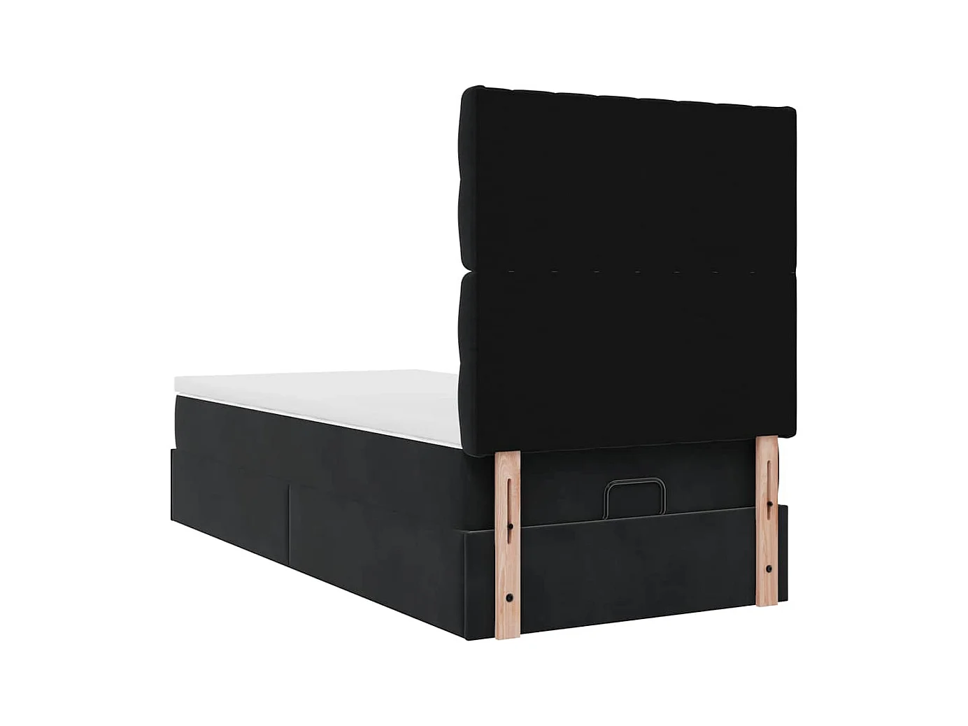Cadre de lit ottoman avec matelas noir 90x190 cm velours