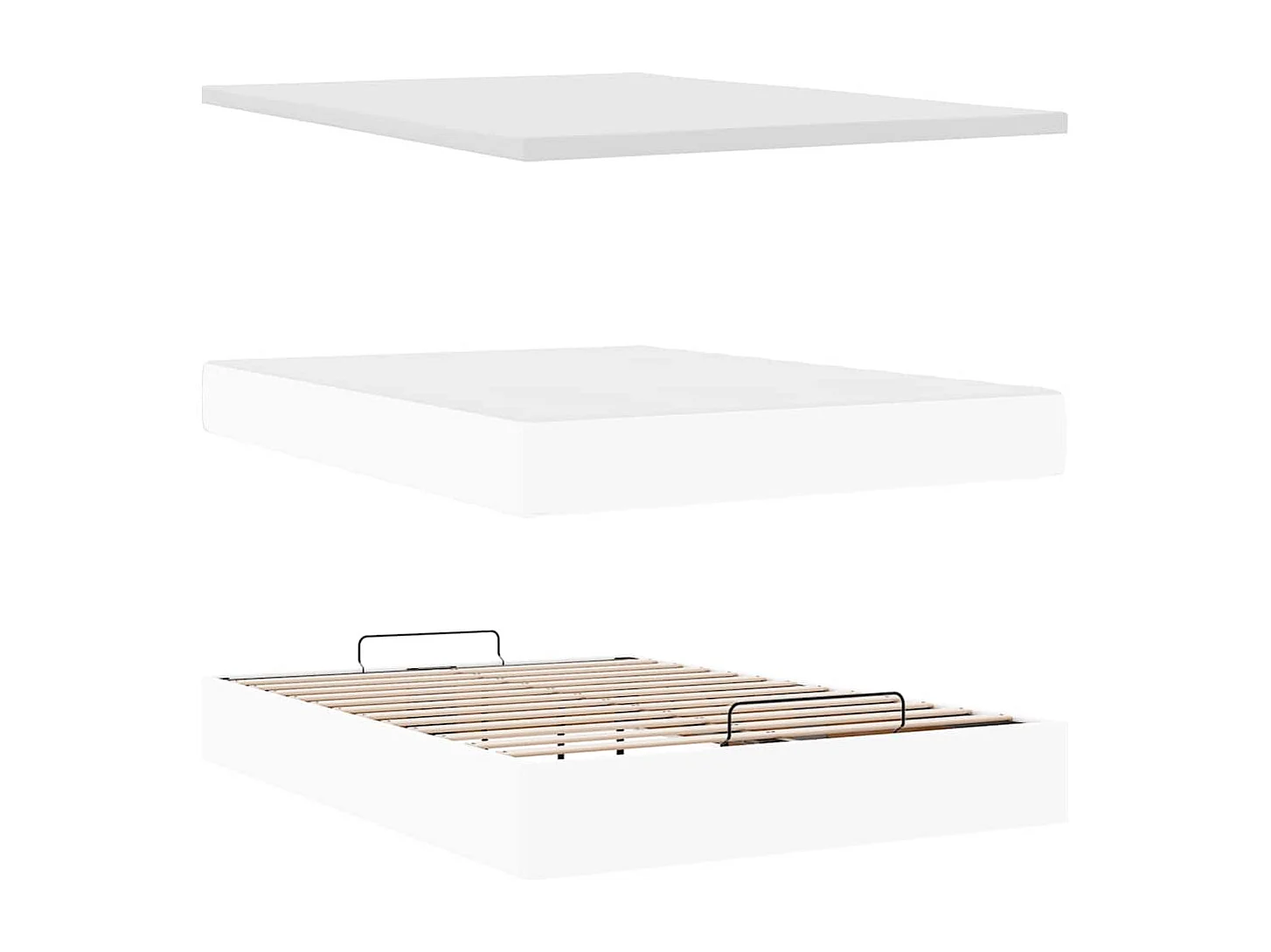 Cadre de lit ottoman avec matelas blanc 140x200 cm similicuir