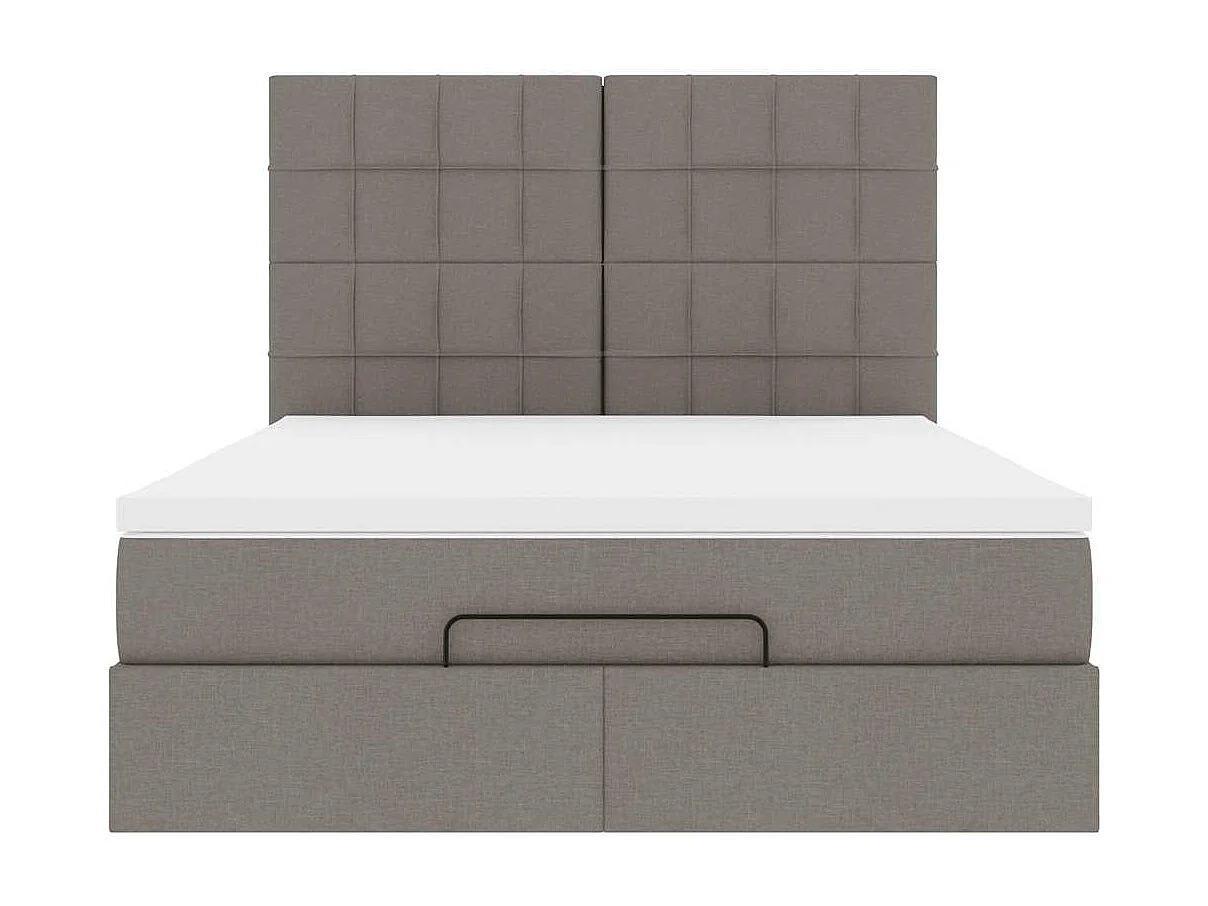 Estructura de cama otomana colchón tela gris pardo 140x200cm