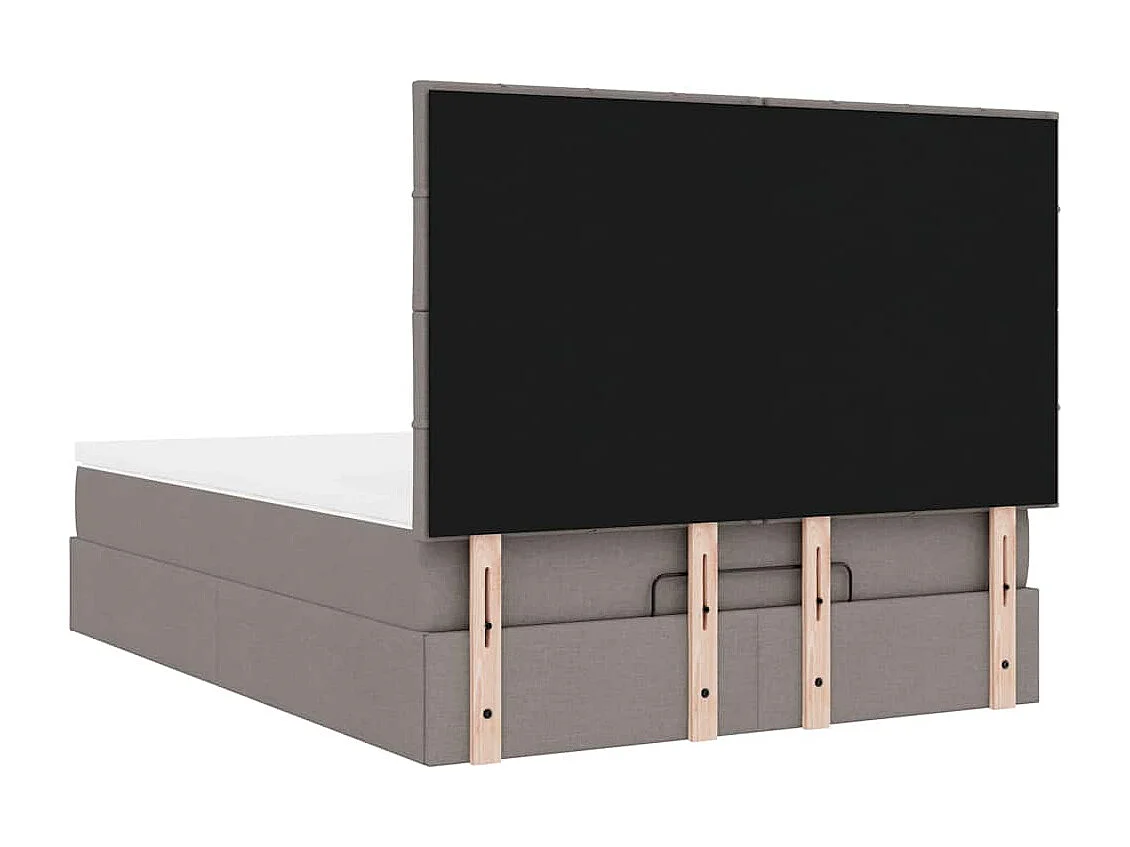 Estructura de cama otomana colchón tela gris pardo 140x200cm