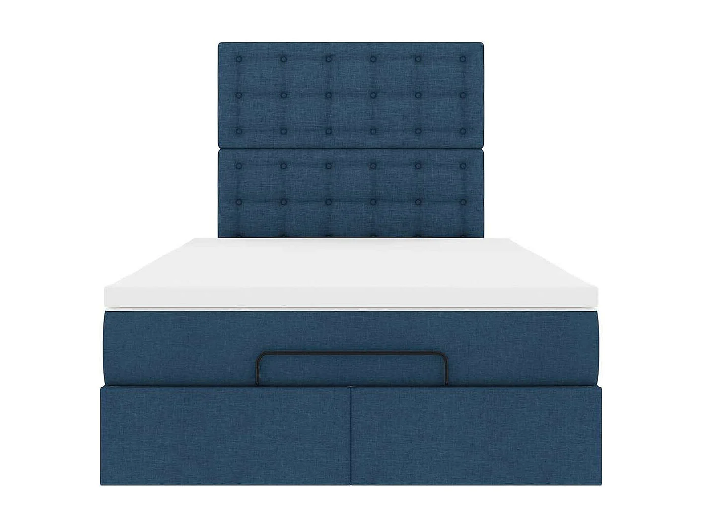 Estructura de cama otomana con colchón tela azul 120x200cm