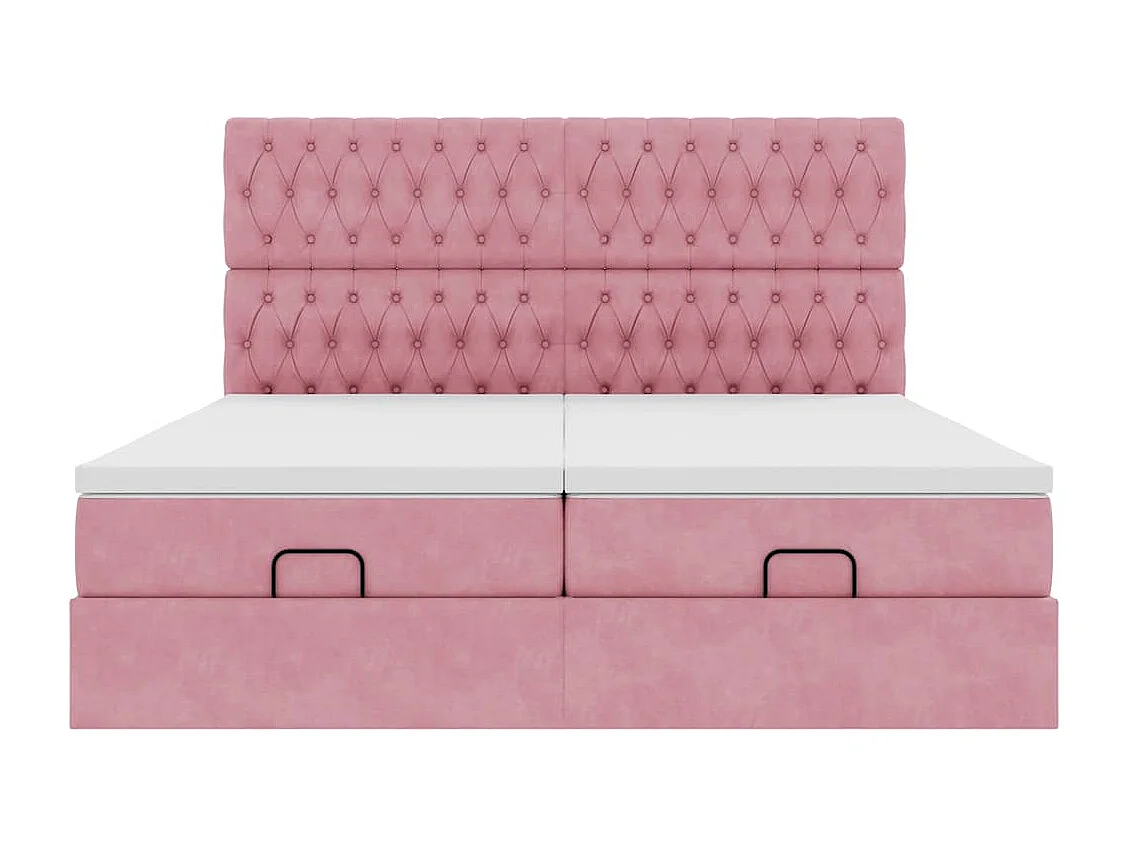Estructura de cama otomana colchones terciopelo rosa 160x200cm