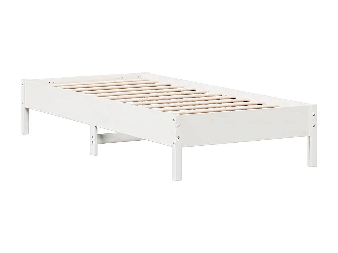 Lit bibliothèque sans matelas blanc 90x200cm bois de pin massif