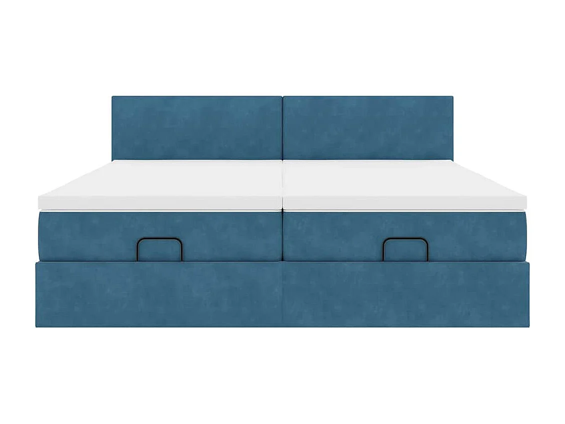 Cadre de lit ottoman avec matelas bleu foncé 180x200 cm velours