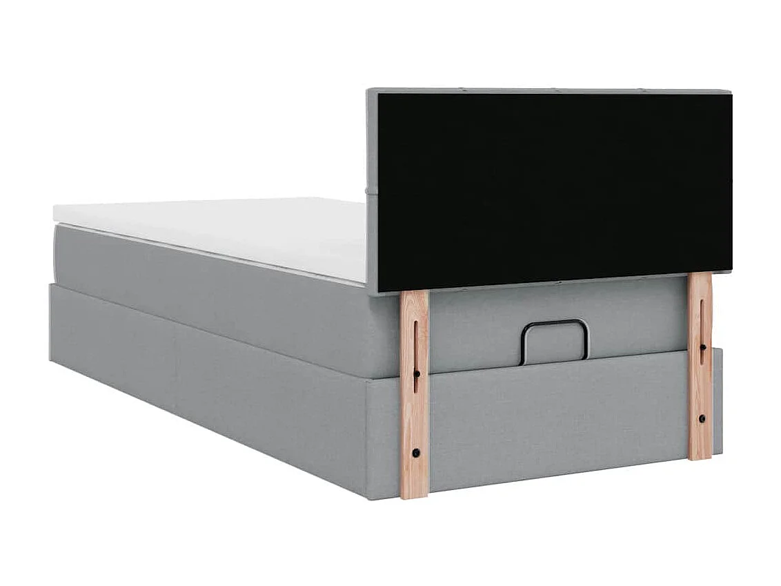 Cadre de lit ottoman avec matelas gris clair 80x200 cm tissu