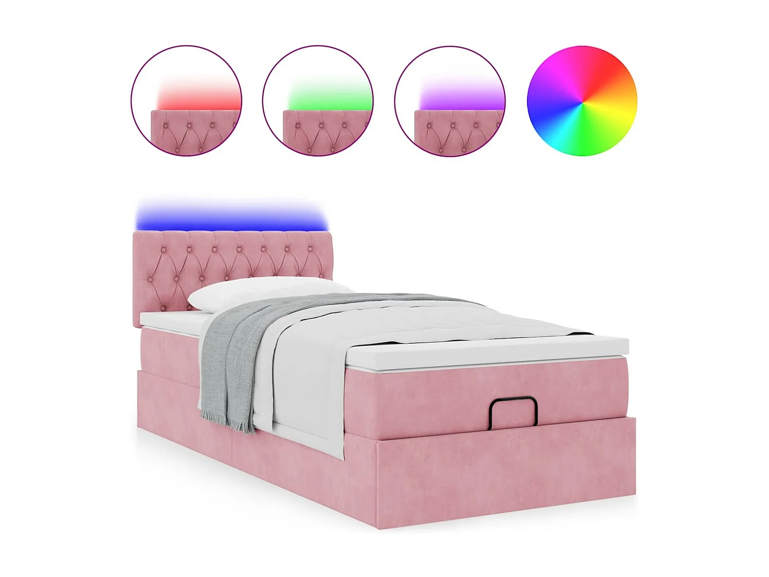 Ottoman bed met matras en LED's 100x200 cm fluweel roze