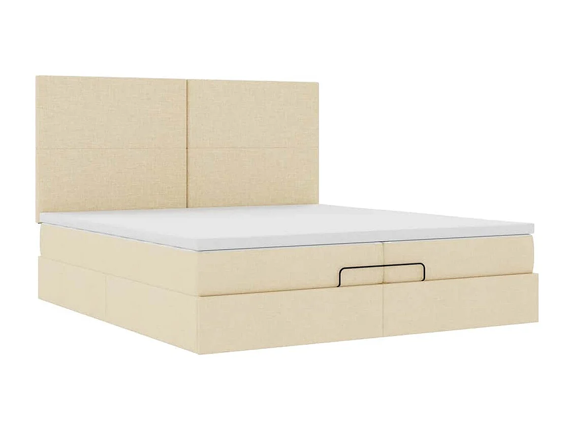 Cadre de lit ottoman avec matelas crème 200x200cm tissu