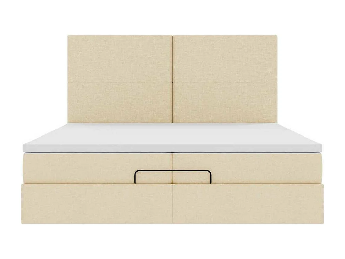 Cadre de lit ottoman avec matelas crème 200x200cm tissu