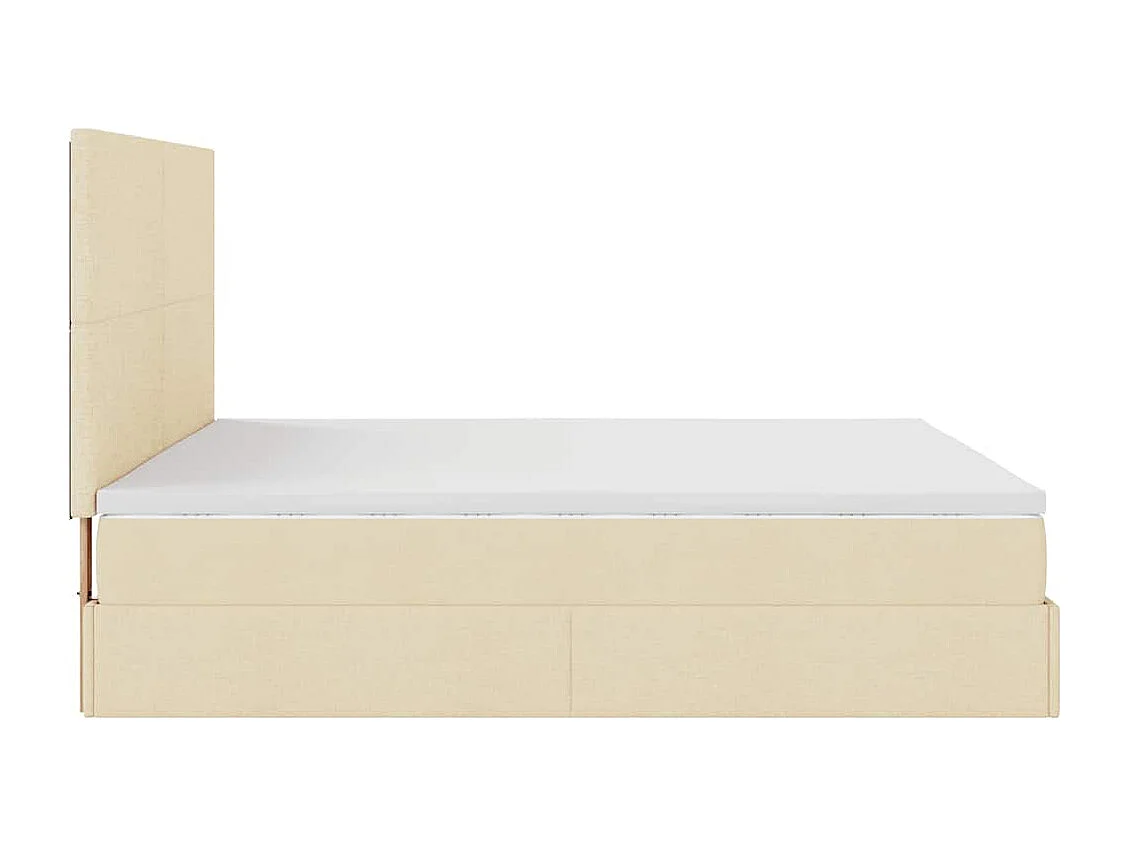 Cadre de lit ottoman avec matelas crème 200x200cm tissu