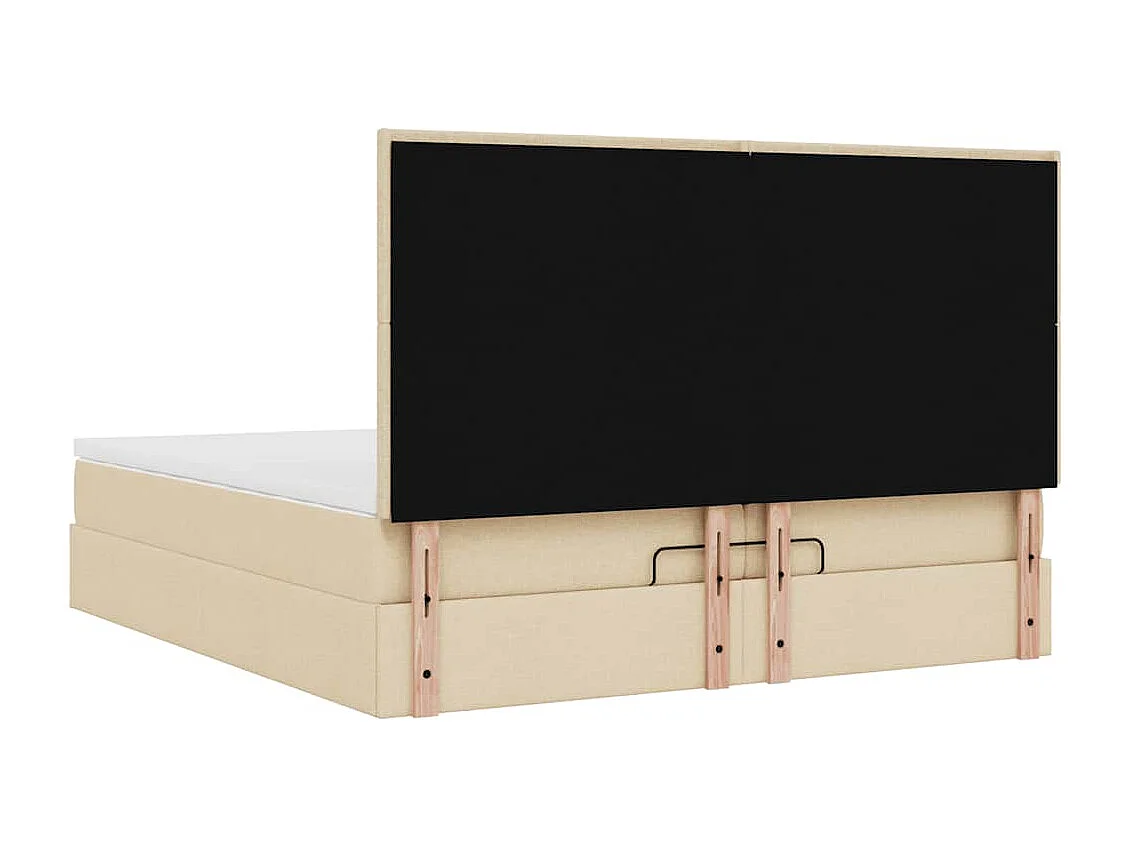 Cadre de lit ottoman avec matelas crème 200x200cm tissu