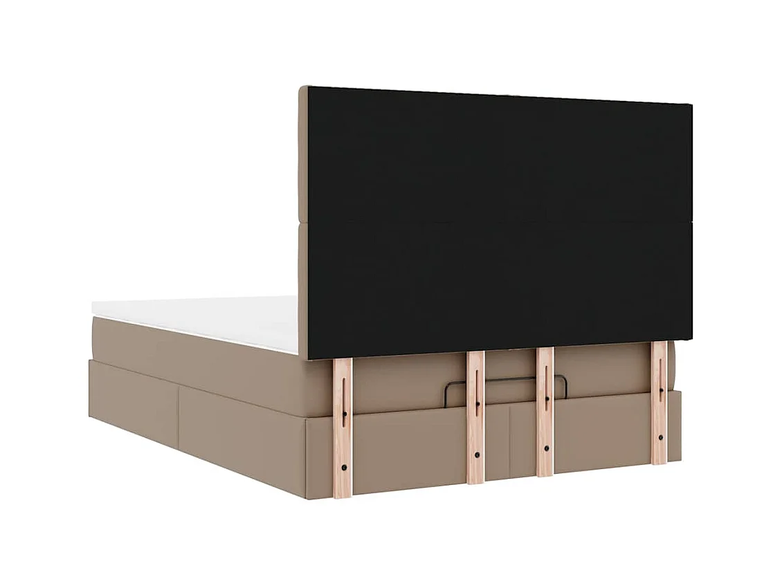 Cadre de lit ottoman et matelas cappuccino 140x190cm similicuir
