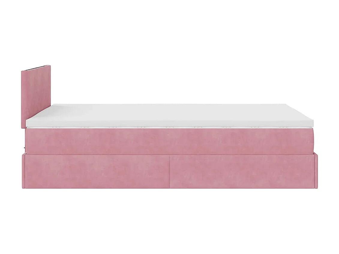 Cadre de lit ottoman avec matelas rose 120x190 cm velours