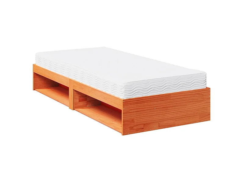 Slaapbank met matras 90x200 cm massief grenenhout wasbruin