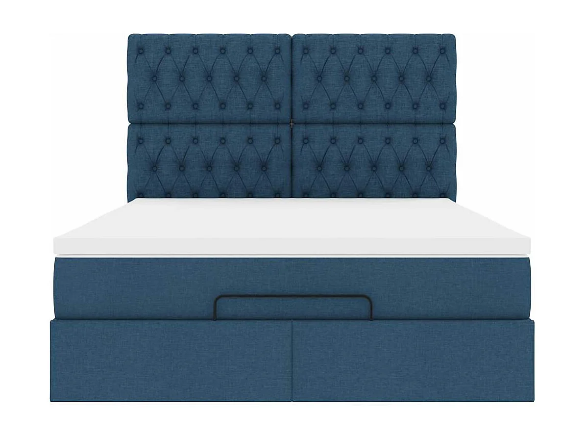 Estructura de cama otomana colchón tela azul pardo 140x200cm