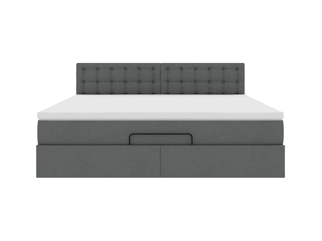 Cadre de lit ottoman avec matelas gris foncé 180x200 cm tissu