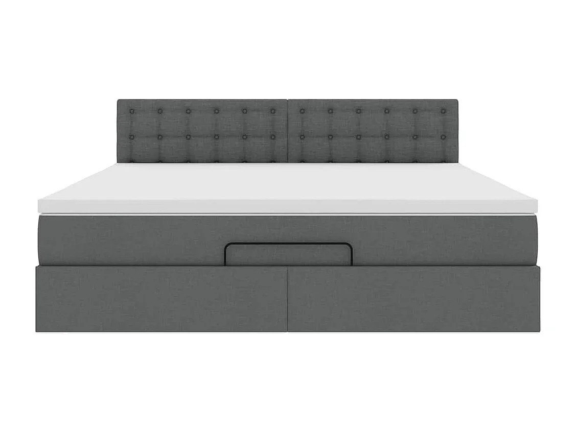 Cadre de lit ottoman avec matelas gris foncé 180x200 cm tissu