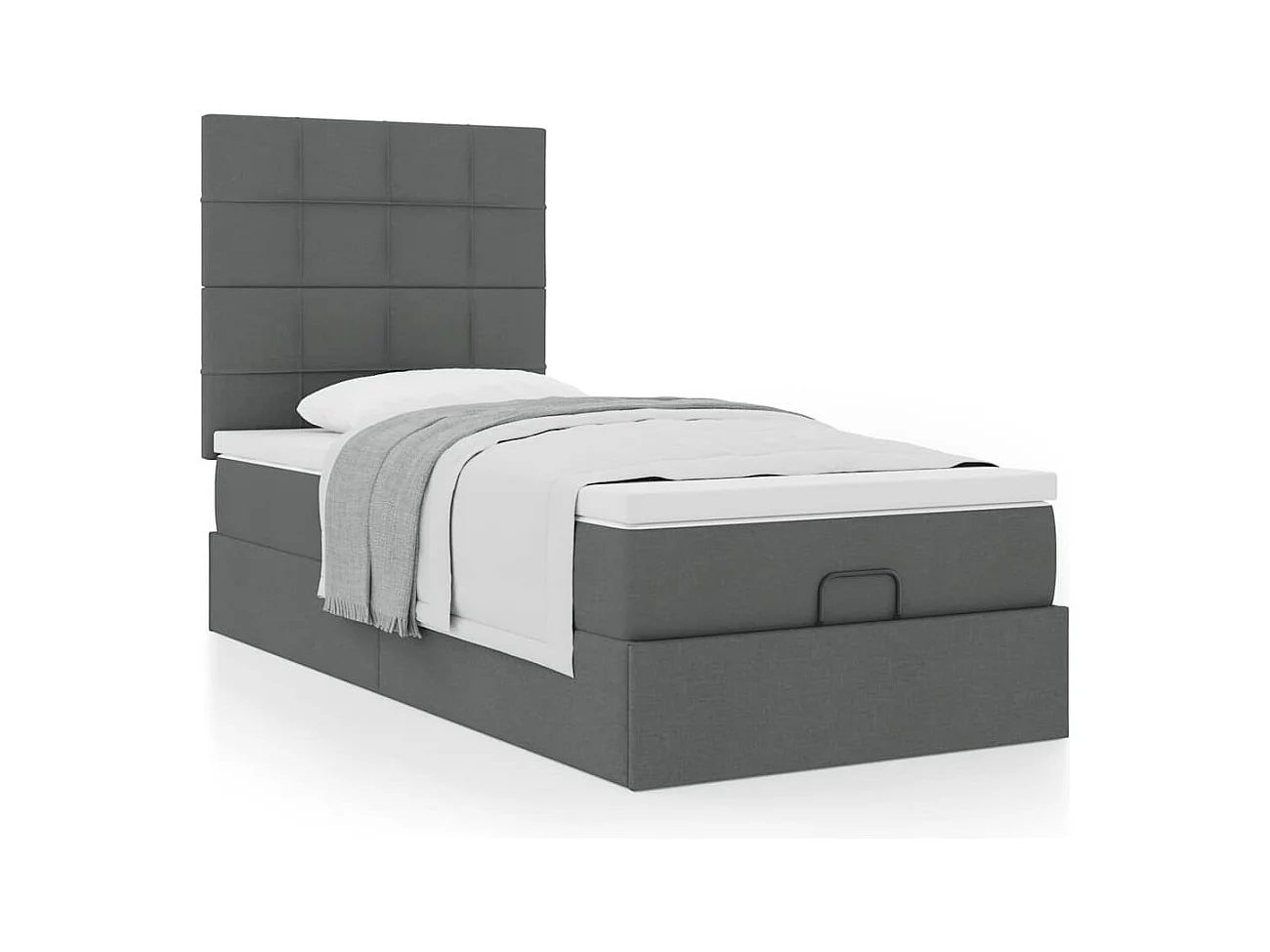 Cadre de lit ottoman avec matelas gris foncé 80x200 cm tissu