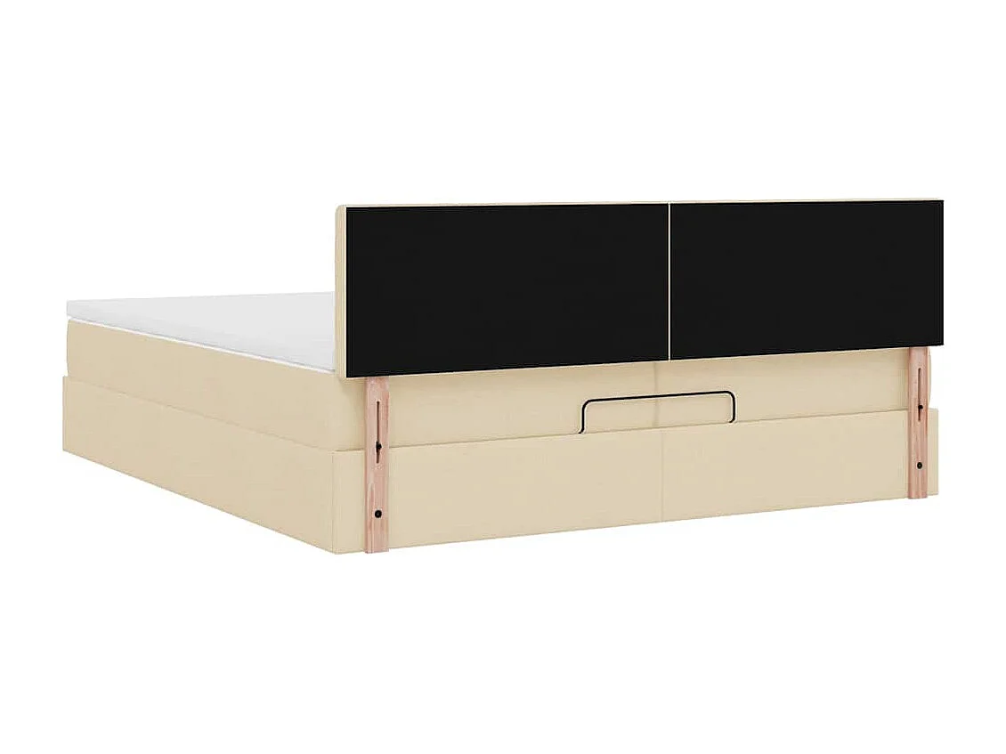 Cadre de lit ottoman avec matelas crème 200x200 cm tissu