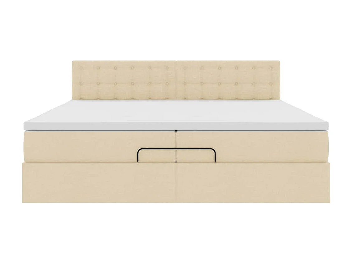 Cadre de lit ottoman avec matelas crème 200x200 cm tissu