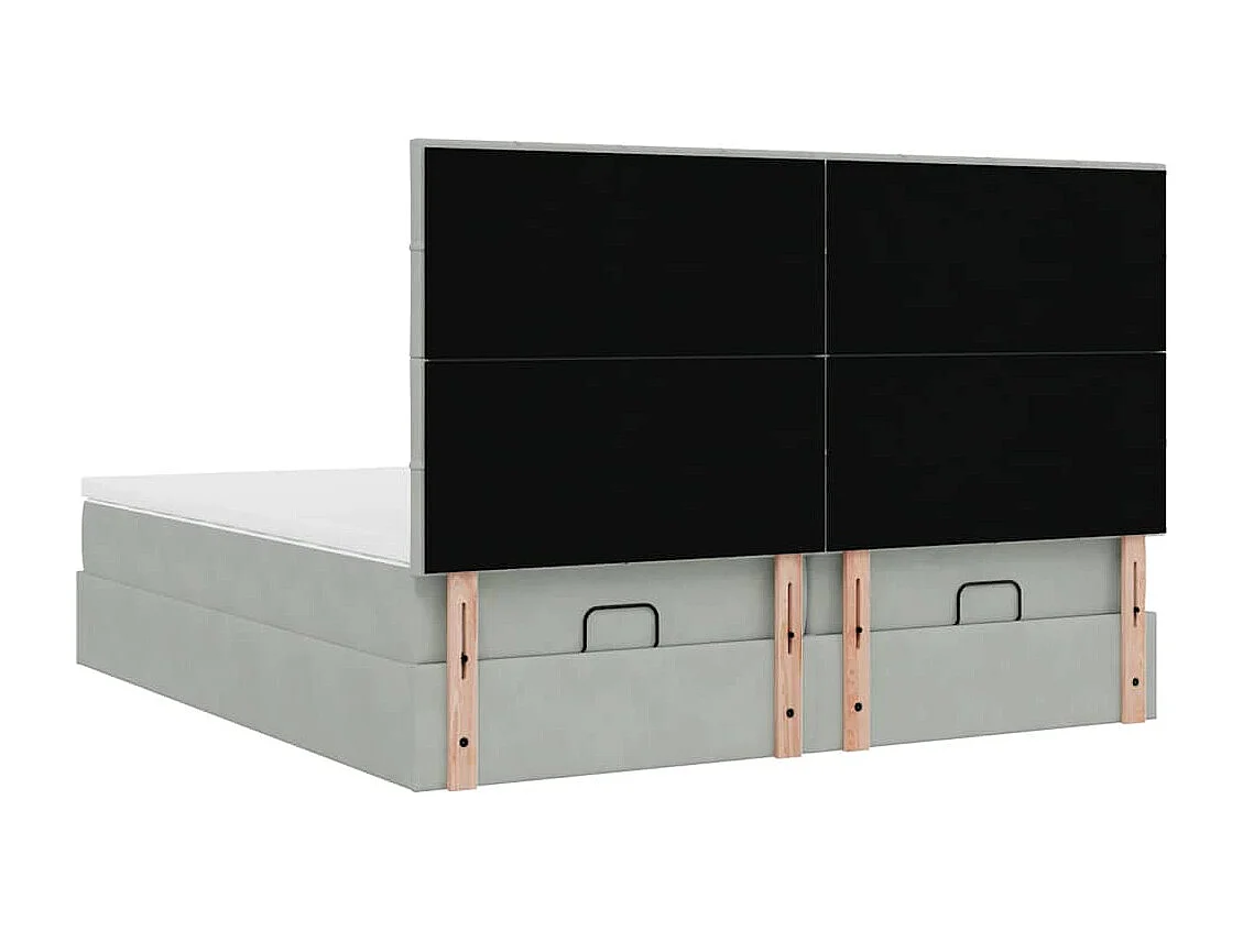 Cadre de lit ottoman avec matelas gris clair 200x200 cm velours