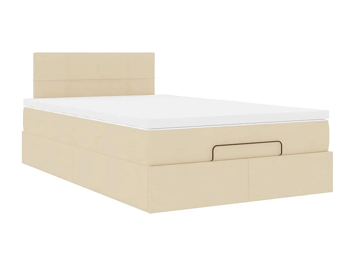 Cadre de lit ottoman avec matelas crème 120x200cm tissu
