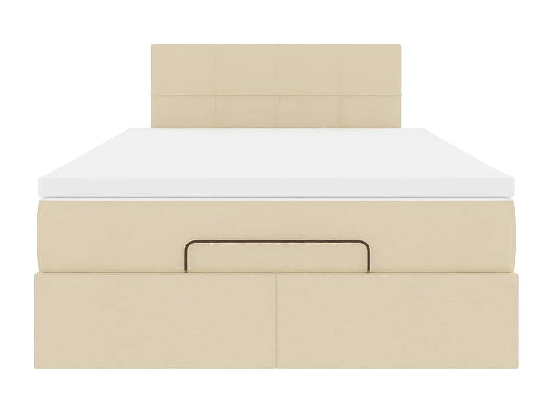 Cadre de lit ottoman avec matelas crème 120x200cm tissu