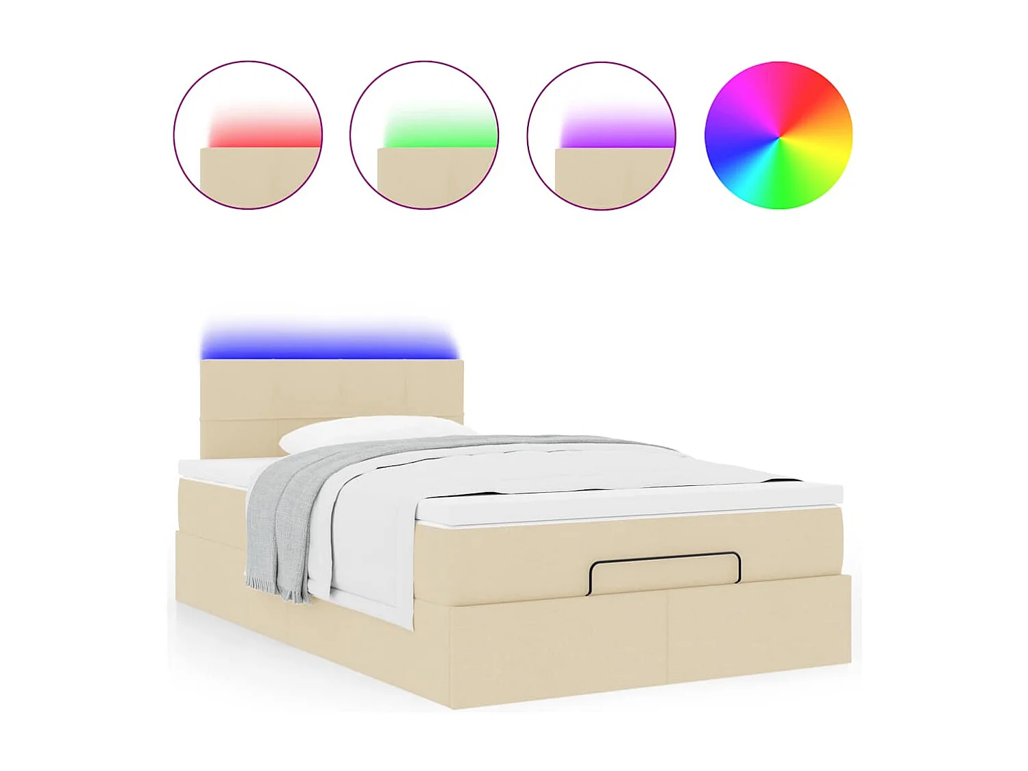 Cadre de lit ottoman avec matelas crème 120x200cm tissu