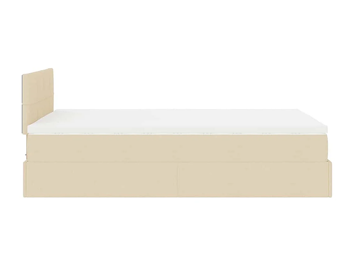 Cadre de lit ottoman avec matelas crème 120x200cm tissu