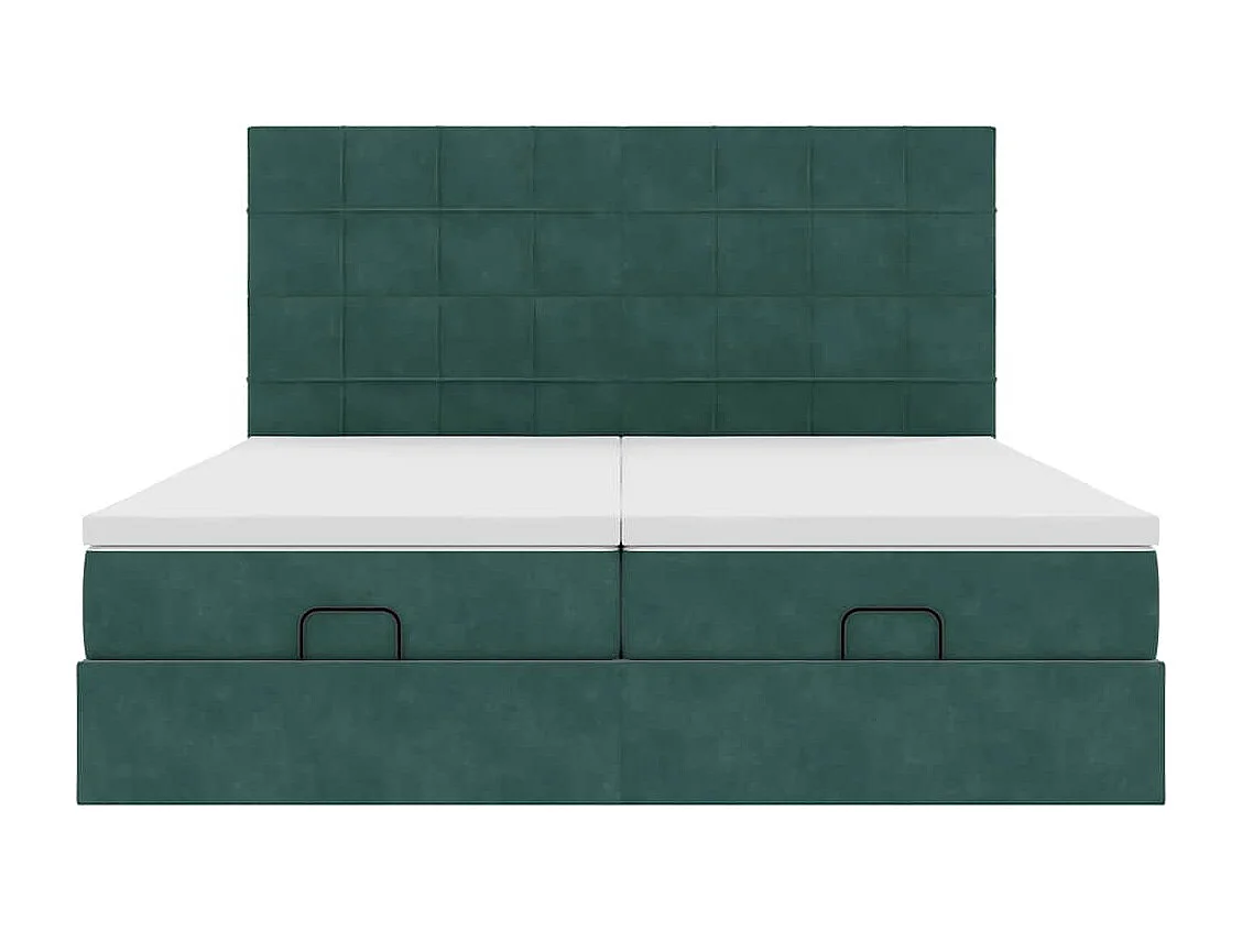 Estructura de cama otomana colchones terciopelo verde oscuro