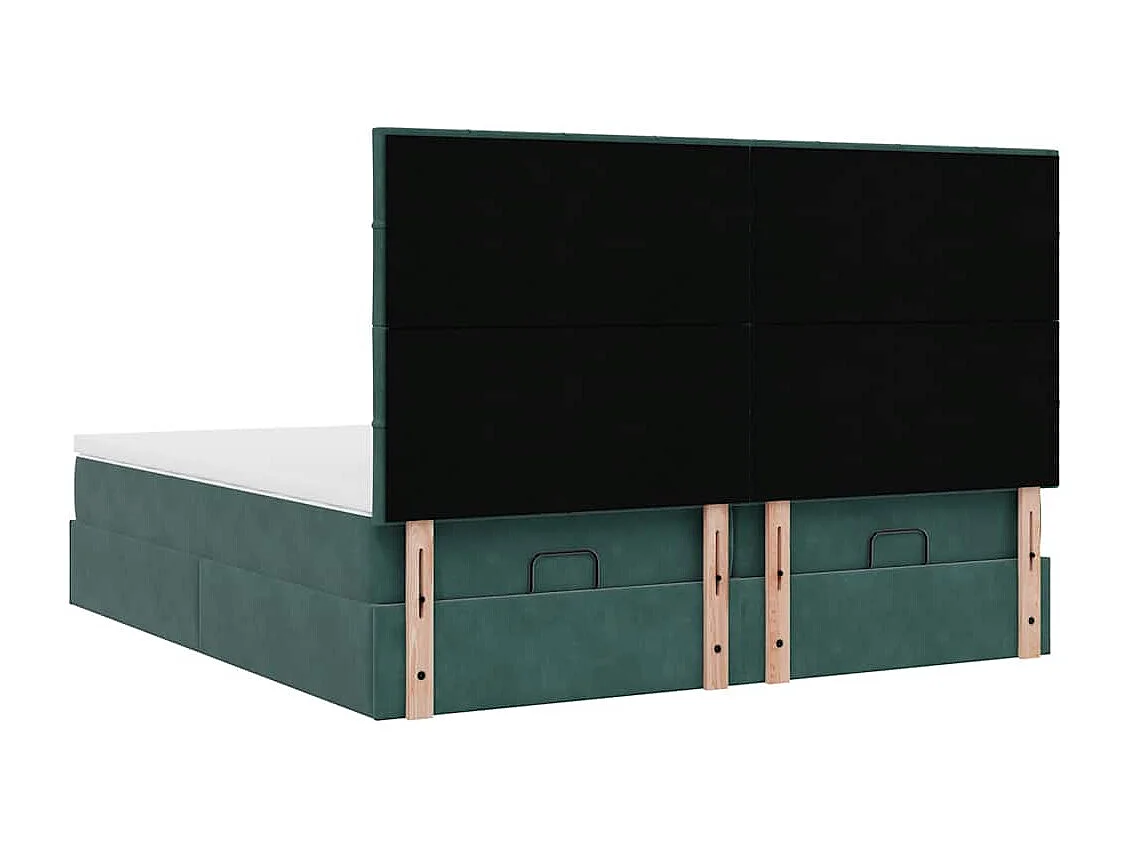 Estructura de cama otomana colchones terciopelo verde oscuro