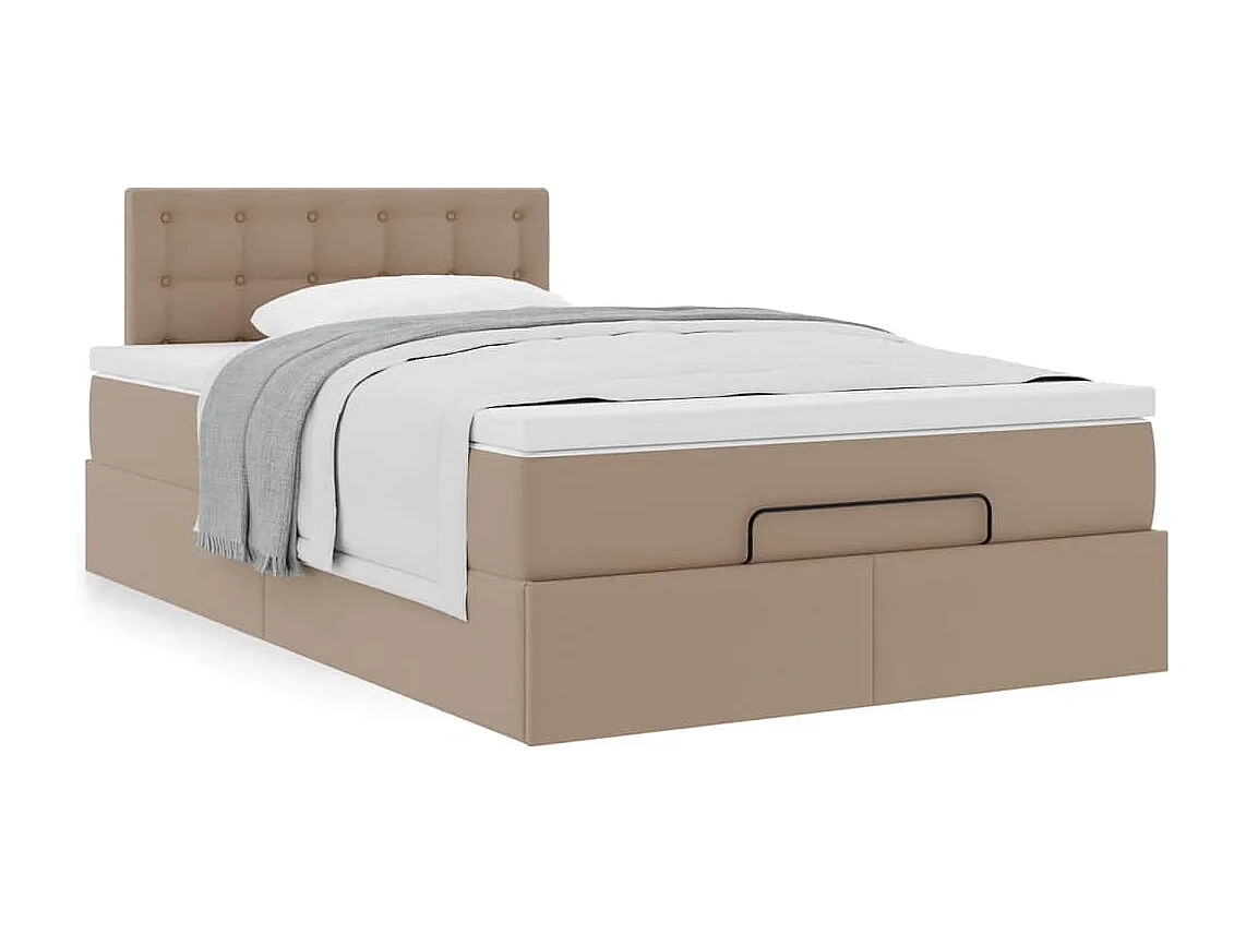 Cadre de lit ottoman et matelas cappuccino 120x190cm similicuir