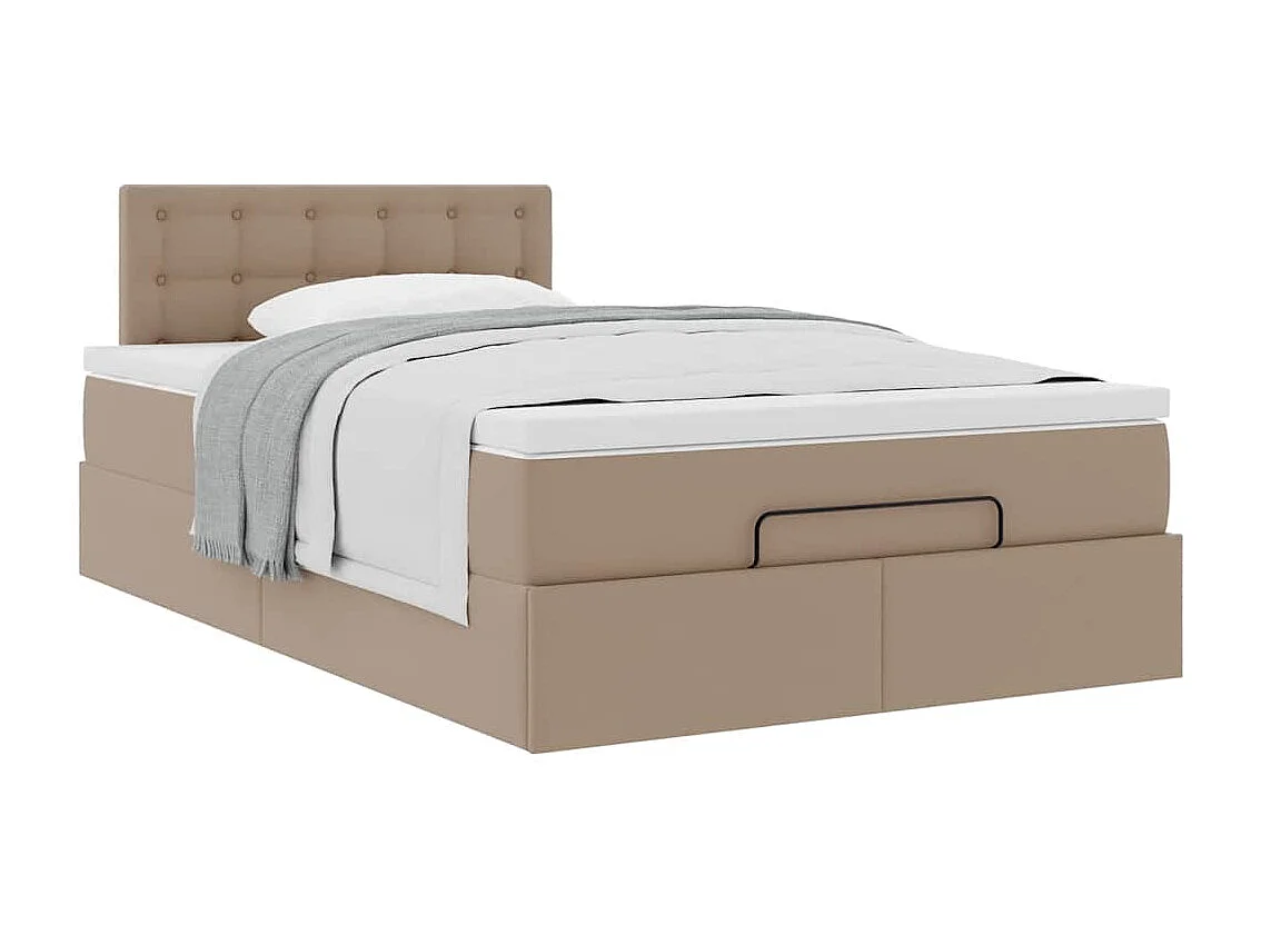 Cadre de lit ottoman et matelas cappuccino 120x190cm similicuir