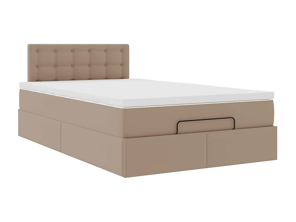 Cadre de lit ottoman et matelas cappuccino 120x190cm similicuir