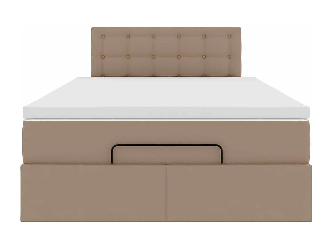 Cadre de lit ottoman et matelas cappuccino 120x190cm similicuir