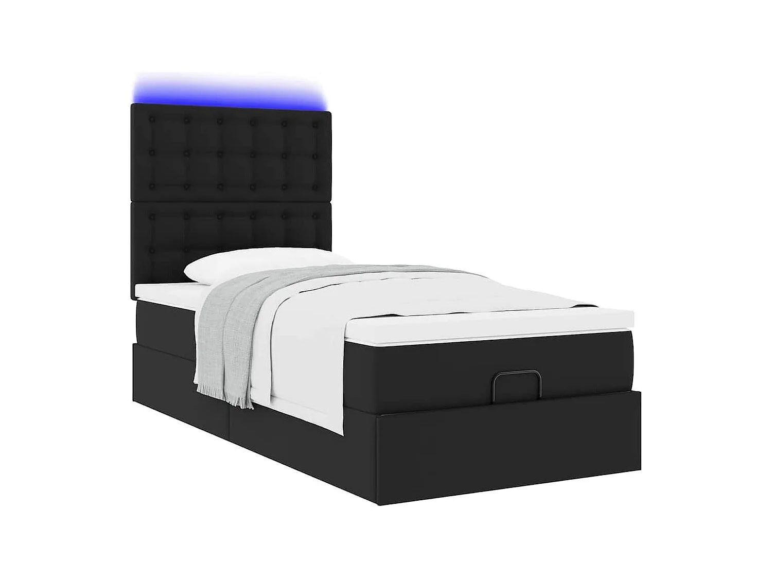 Ottoman bed met matras en LED's 100x200cm kunstleer zwart