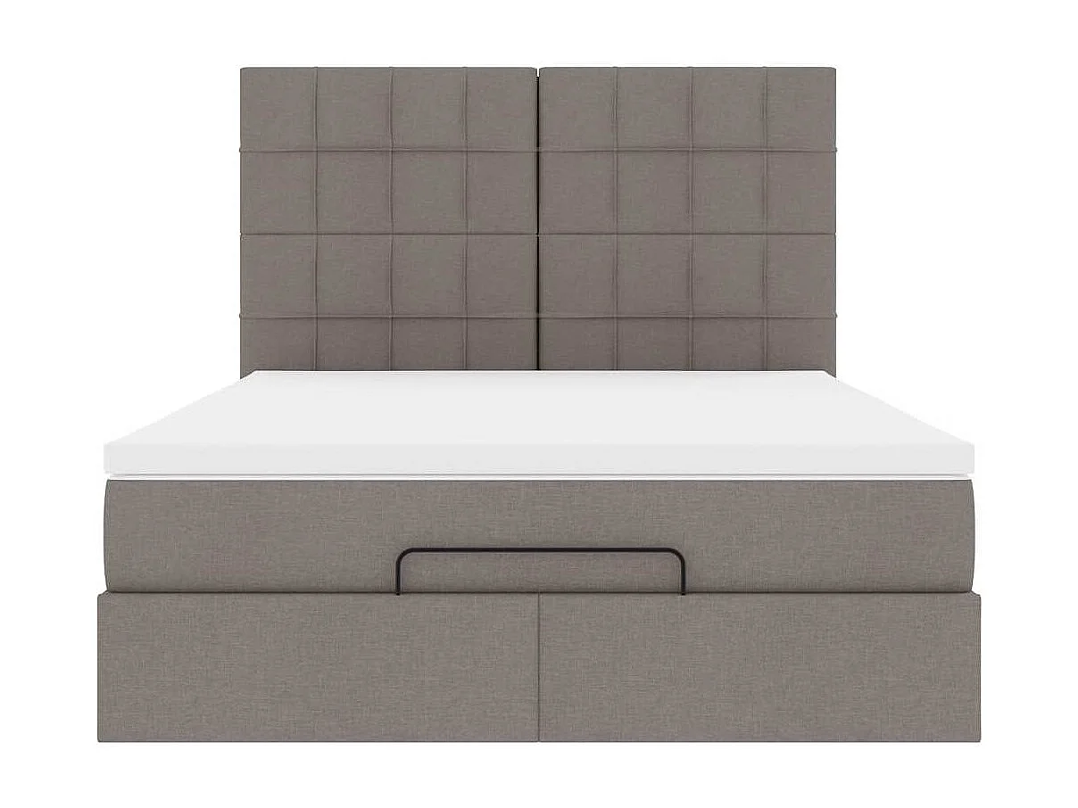 Cadre de lit ottoman avec matelas taupe 140x200 cm tissu