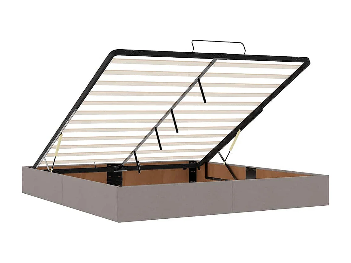 Estructura de cama otomana colchón tela gris pardo 160x200cm
