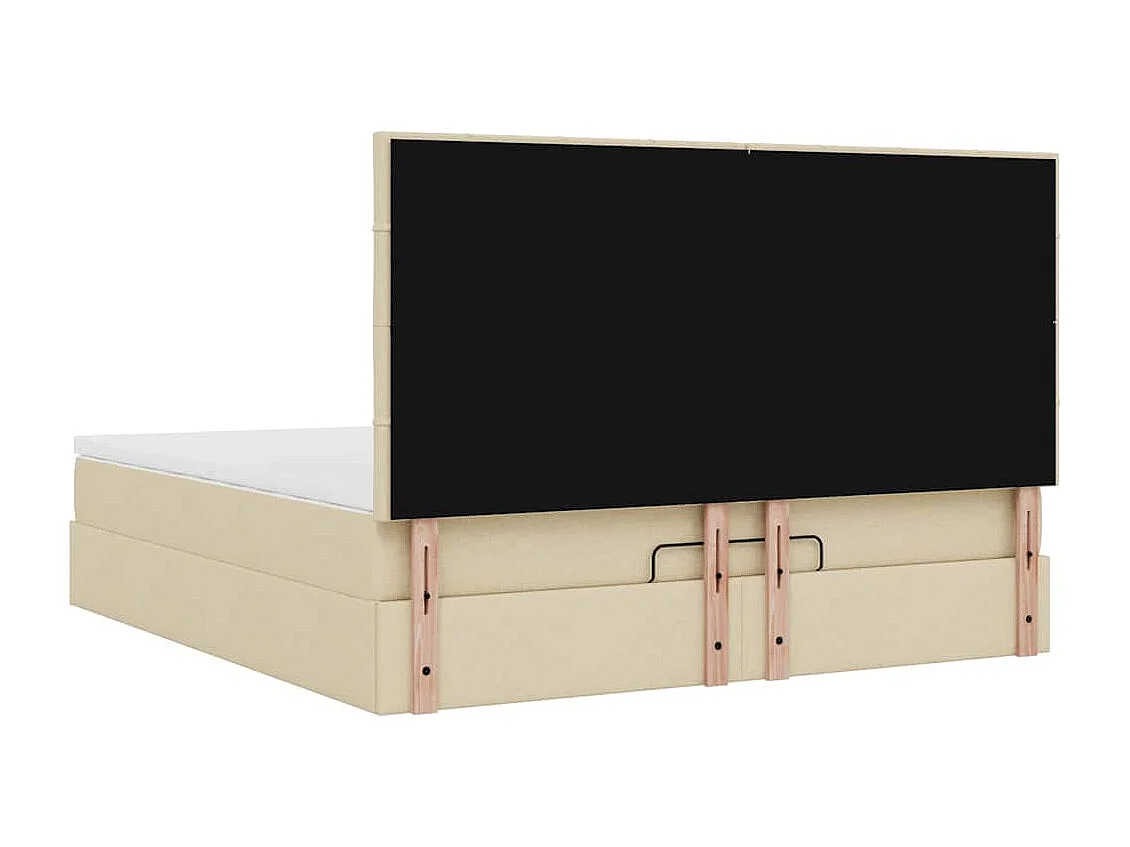 Cadre de lit ottoman avec matelas crème 160x200 cm tissu