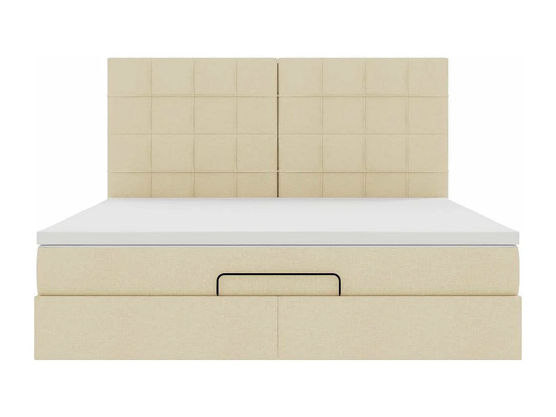 Cadre de lit ottoman avec matelas crème 160x200 cm tissu