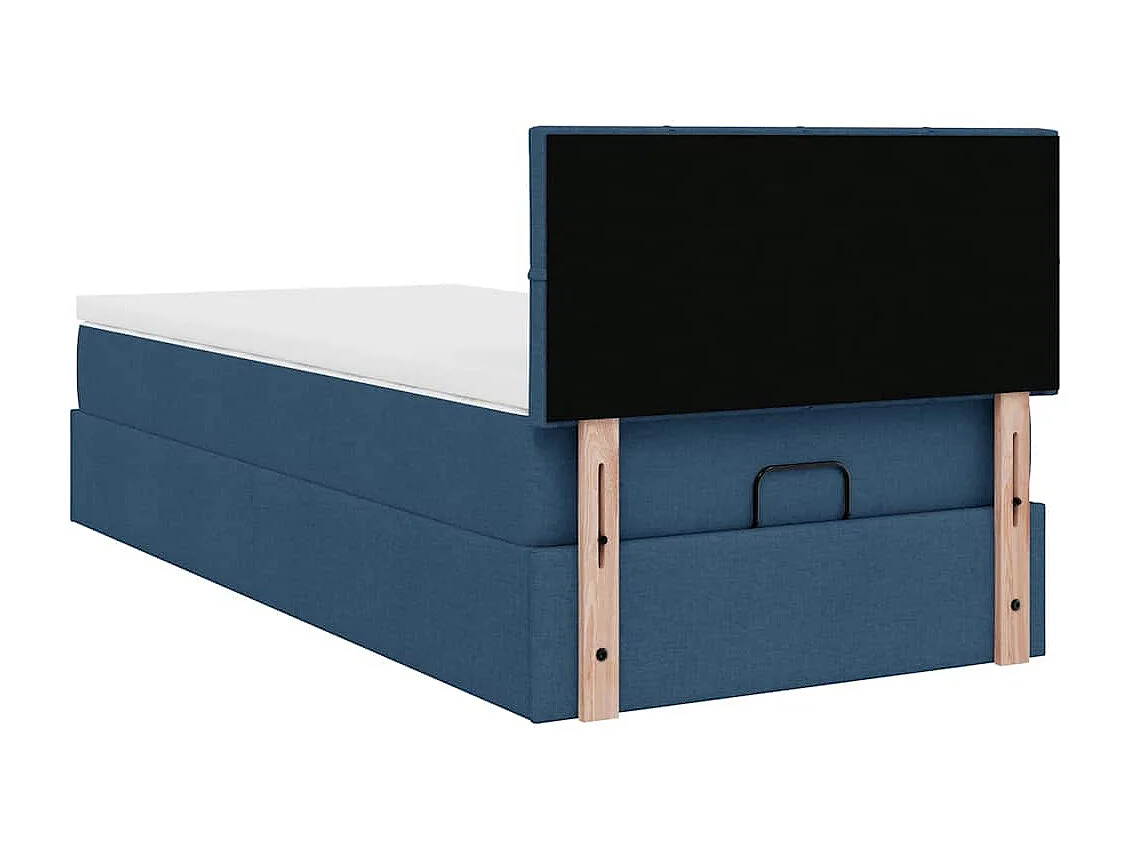 Lit ottoman avec matelas bleu 90x200 cm tissu
