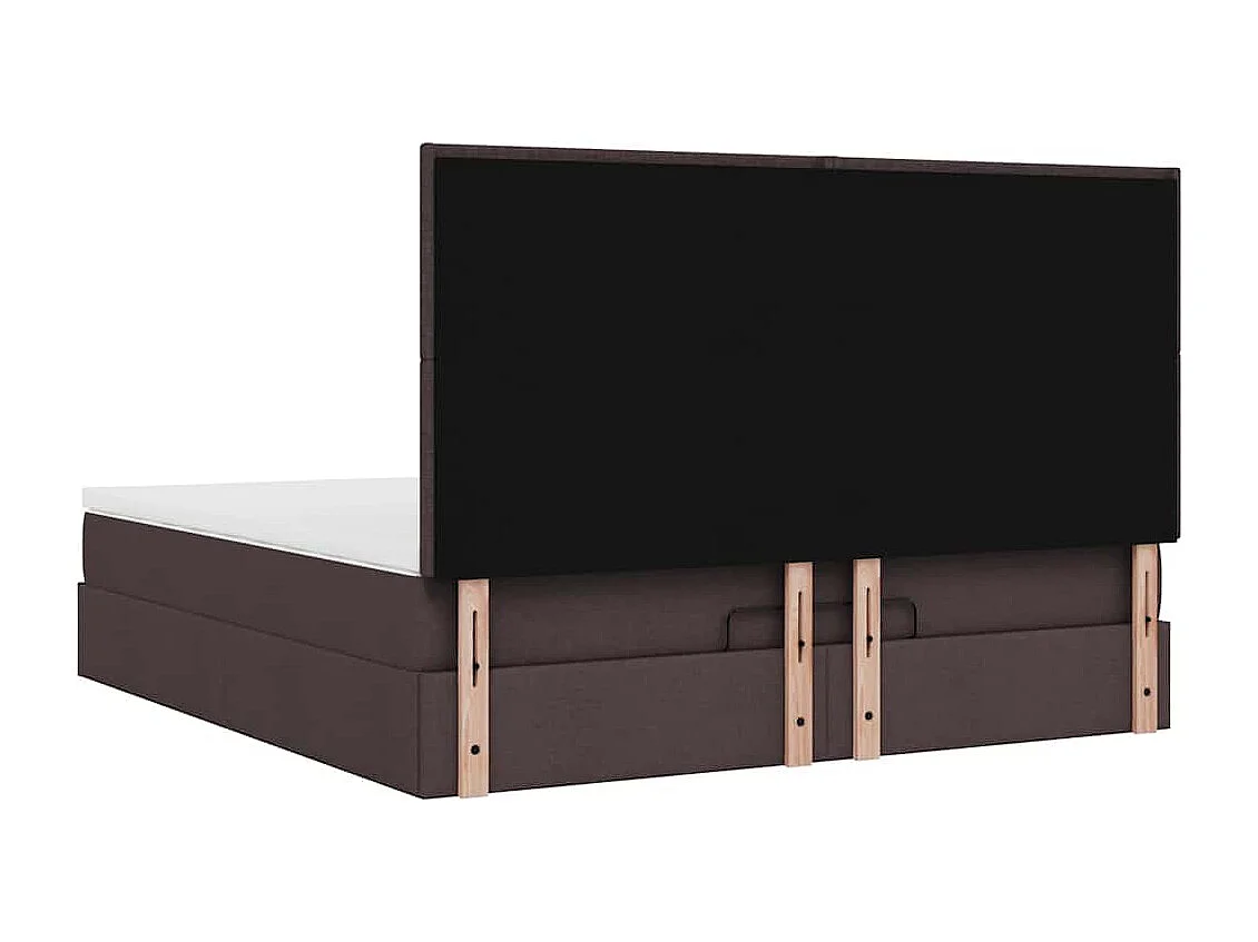 Cadre de lit ottoman avec matelas marron foncé 180x200 cm tissu