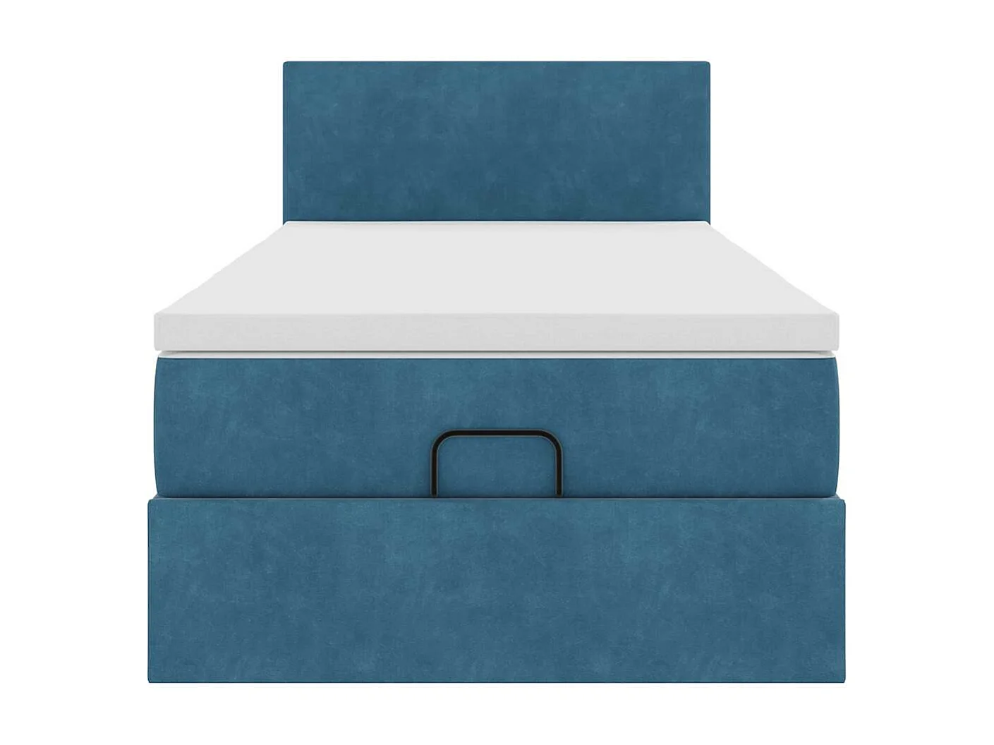 Estrutura de cama otomana com colchão azul escuro veludo