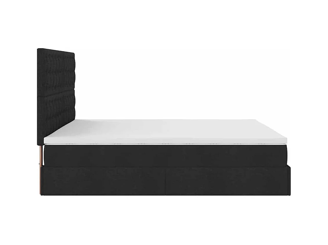 Cadre de lit ottoman avec matelas noir 180x200 cm tissu