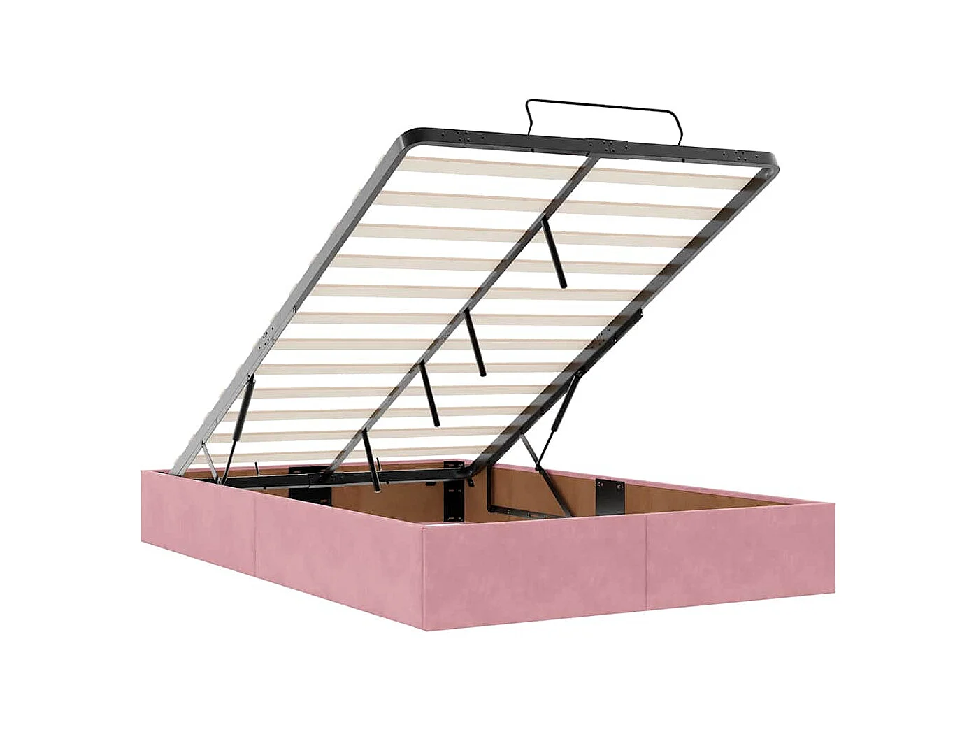 Estructura de cama otomana colchones terciopelo rosa 120x200cm