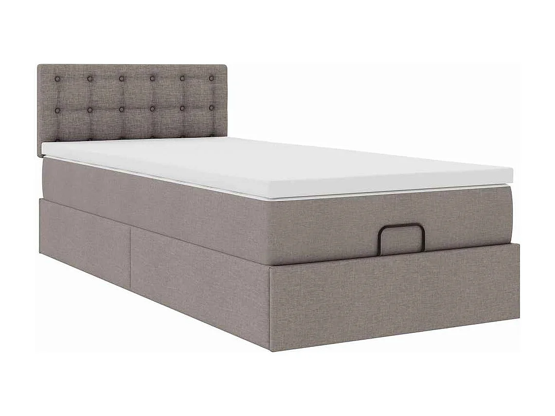 Cadre de lit ottoman avec matelas taupe 90x190 cm tissu